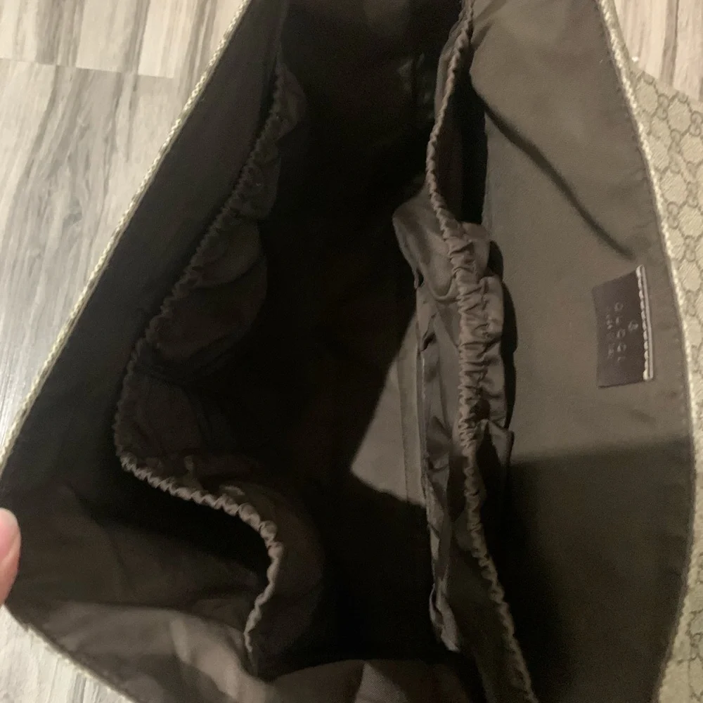 Gucci Beige GG Supreme Canvas Kids Messenger Bag with Brown Trim